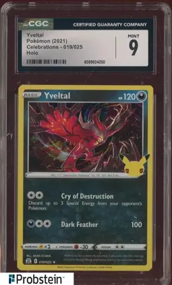 2021 Pokemon Celebrations Holo #019/025 Yveltal CGC 9 MINT - Image 1