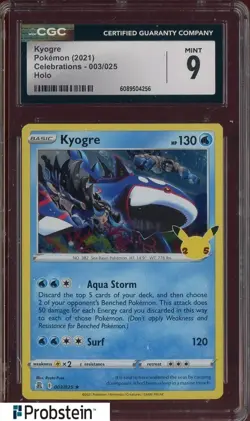 2021 Pokemon Celebrations Holo #003/025 Kyogre CGC 9 MINT - Image 1