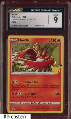 2021 Pokemon Celebrations Holo #001/025 Ho-oh CGC 9 MINT - Image 1