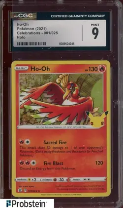 2021 Pokemon Celebrations Holo #001/025 Ho-oh CGC 9 MINT - Image 1