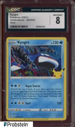2021 Pokemon Celebrations Holo #003/025 Kyogre CGC 8 NM-MT - Image 1