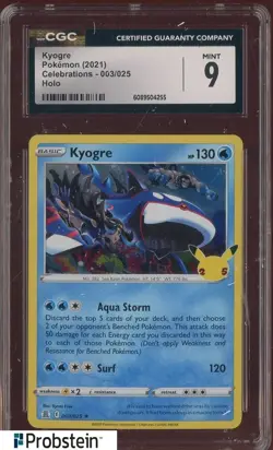 2021 Pokemon Celebrations Holo #003/025 Kyogre CGC 9 MINT - Image 1