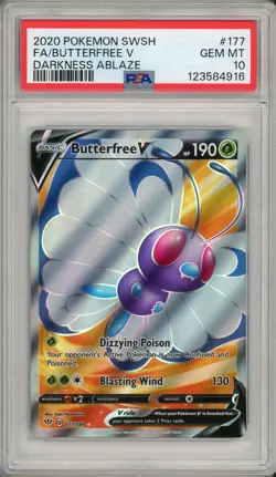 2020 Pokemon SWSH Darkness Ablaze Butterfree V Full Art #177 PSA 10 - Image 1