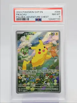 PIKACHU 2023 POKEMON BLACK STAR PROMOS PALDEA ADVENTURE CHEST 088 PSA 8 Q0004 - Image 1