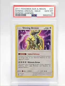SHINING ARCEUS-HOLO 2017 POKEMON S & M SHINING RARE HOLO 57/73 PSA 10 Q1860 - Image 1