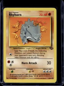 1999 Pokemon Jungle Rhyhorn #61/64 - Image 1