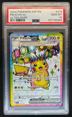2024 Pokemon Surging Sparks Pikachu Ex #219/191 PSA 10 - Image 1