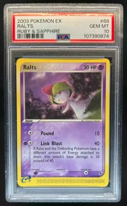 2003 Pokemon EX Ruby & Sapphire Ralts #68/109 PSA 10 - Image 1
