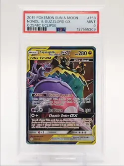 NAGANADEL & GUZZLORD GX 2019 POKEMON COSMIC ECLIPSE RARE 158/236 PSA 9 Q0004 - Image 1