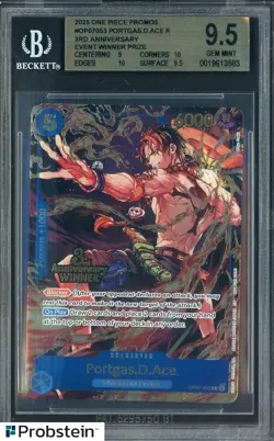 2025 One Piece Promos OP07053 Portgas D. Ace 3rd Anniversary Winner BGS 9.5 - Image 1
