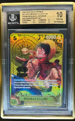 2025 One Piece 2nd Anniversary Promo Monkey D Luffy SR #ST13-015 BGS 10 - Image 1