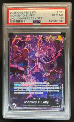 2025 One Piece 2nd Anniversary Set Monkey D Luffy #OP09-061 PSA 10 - Image 1