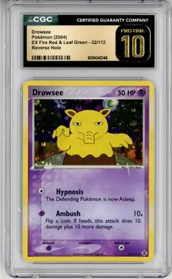 CGC Pristine 10 Pokemon TCG Drowsee 32/112 FireRed & LeafGreen Reverse Holo - Image 1