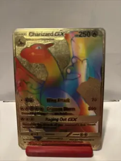 Pokemon TCG Charizard GX Gold Metal Pokemon Card - Image 1