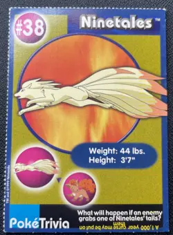 Ninetails #38 Poke Trivia Burger King Pokemon Card 1999 Nintendo MP/DMG - Image 1