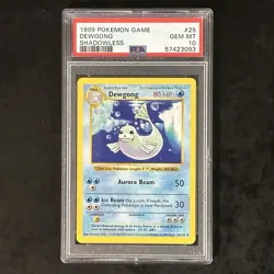 1999 Pokemon Game Dewgong PSA 10 Gem Mint Shadowless #25/102 Uncommon Base Card - Image 1