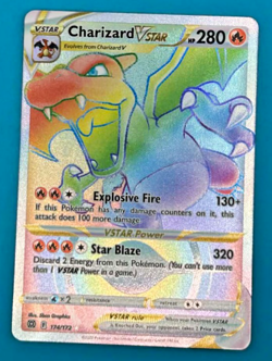 Pokemon TCG Charizard VSTAR Rainbow Secret Rare Card Brilliant Stars 174/172 - Image 1