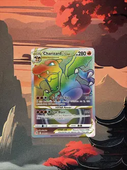 Pokemon TCG Charizard VSTAR Rainbow Secret Rare Card Brilliant Stars 174/172 - Image 1