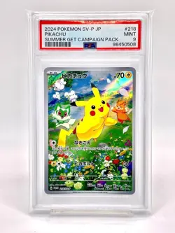 PSA 9Pikachu 218/SV-P 2024 Summer Get Promo Pack Pokemon Card Game Japanese - Image 1