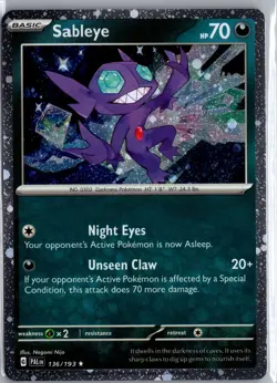 Pokemon Sableye (Cosmos Holo) Paldea Evolved Promo #136/193 - Image 1