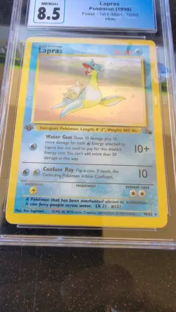 CGC 8.5 NM/MINT+ - Lapras 1999 Fossil 1ST EDITION 10/62 - Holo Pokemon - Image 3