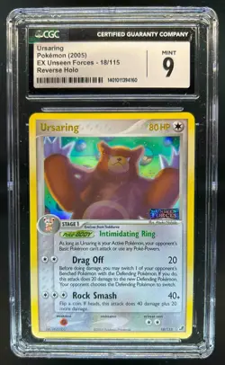 2005 Pokemon EX Unseen Forces Ursaring Reverse Holo #18/115 CGC 9 - Image 1