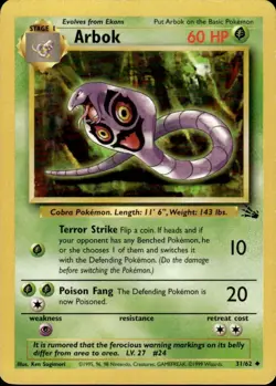 Arbok - 31/62 - Uncommon - Unlimited Edition - Fossil #31 Pokemon TCG-CC - Image 1