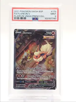 FLAREON V 2021 POKEMON SWSH PREMIUM FULL ART BSP SWSH179 PSA 9 Q0004 - Image 1