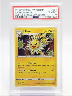 JOLTEON-HOLO 2021 POKEMON SWSH BLACK STAR PROMO BATTLE STYLES PSA 10 Q1860 - Image 1