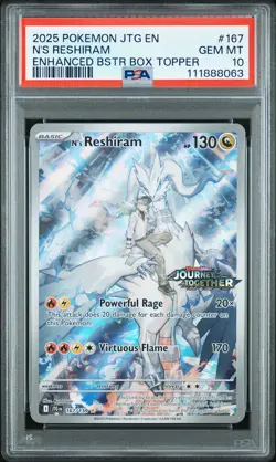 2025 POKEMON JTG EN-JOURNEY TOGETHER #167 N'S RESHIRAM PSA 10 - Image 1