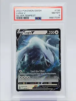 LUGIA V 2022 POKEMON SILVER TEMPEST HOLO RARE V 138/195 PSA 8 Q0004 - Image 1