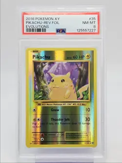 PIKACHU 2016 POKEMON XY EVOLUTIONS COMMON 35/108 PSA 8 Q0004 - Image 1