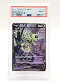 CELEBI V 2021 POKEMON FUSION STRIKE RARE FULL ART 245/264 PSA 8 Q0004 - Image 1