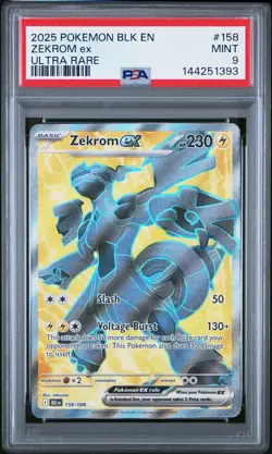 ZEKROM EX #158 ULTRA RARE FULL ART 2025 POKEMON BLK EN BLACK BOLT PSA 9 MINT - Image 1