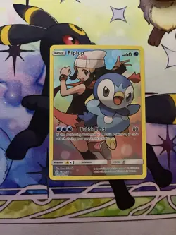 Pokemon TCG Piplup SM Cosmic Eclipse 239/236 Holo Secret Rare 60HP Bubble Hold - Image 1