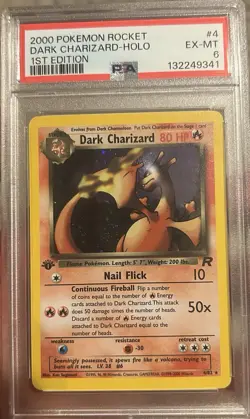 2000 Pokemon Team Rocket Dark Charizard 4/82 1st Edition Holo PSA 6 - Image 1