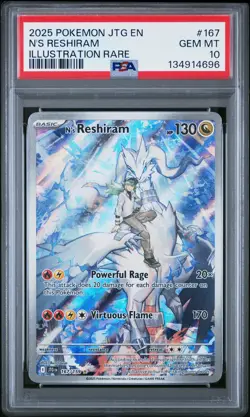 2025 POKEMON JTG EN-JOURNEY TOGETHER ILLUSTRATION RARE #167 N'S RESHIRAM PSA 10 - Image 1