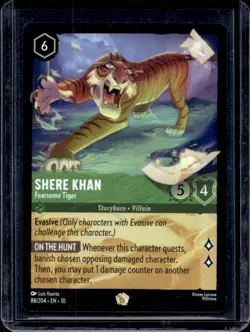 2025 Disney Lorcana Whispers In The Well Shere Khan Fearsome Tiger #88/204 - Image 1