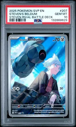 2025 POKEMON SVP EN-SV BLACK STAR PROMO #207 STEVEN'S BELDUM PSA 10 - Image 1
