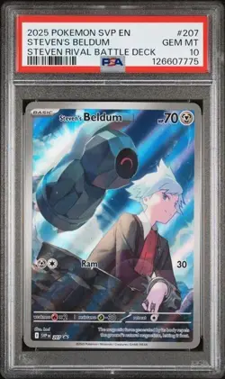 2025 POKEMON SVP EN-SV BLACK STAR PROMO #207 STEVEN'S BELDUM PSA 10 - Image 1