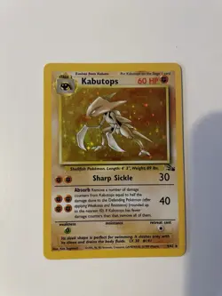Pokemon TCG Kabutops Unlimited Holo Rare Card Fossil, 9/62, LP Condition - Image 1