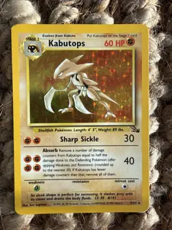 Pokemon TCG Kabutops Unlimited Fossil Holo Card 9/62 Rare - Image 1
