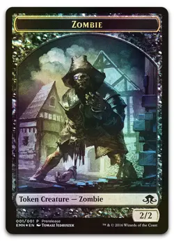 Zombie Token (Double-Sided) #1 // 1 (Foil) (NM) Prerelease Cards PRE Magic MTG - Image 1