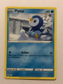 Pokemon Card Brilliant Stars Printer Hickey Error Piplup 035/172 NM - Image 1