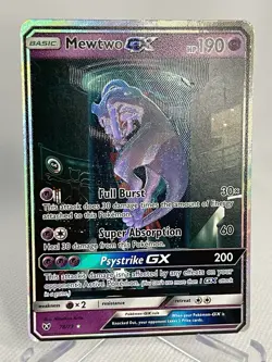 Pokemon Mewtwo GX TCG Shining Legends Holo Card 78/73 Secret Rare - Image 1