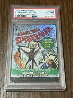 2025 MTG MARVEL'S SPIDER-MAN #0232 AMAZING SPIDER-MAN/PETER PARKER PSA 10 - Image 1