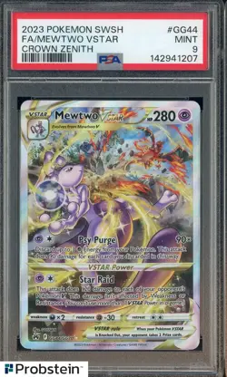2023 POKEMON SWORD AND SHIELD CROWN ZENITH #GG44 FA/MEWTWO VSTAR PSA 9 - Image 1