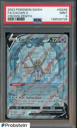 2023 POKEMON SWORD AND SHIELD CROWN ZENITH #GG48 FA/ZACIAN V PSA 9 - Image 1