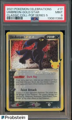 2021 POKEMON CELEBRATIONS CLASSIC COLL #17 UMBREON-GOLD STAR POP SERIES 5 PSA 9 - Image 1