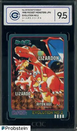 CHARIZARD EVOLUTION NO.2 1998 BANDAI POKEMON POCKET MONSTERS JAPANESE CCIC 9.5 - Image 1